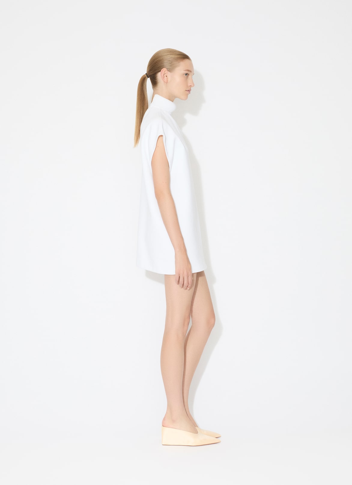 TÚNICA DE PUNTO DE ALGODÓN CON CUELLO ALTO ALAÏA BLANCO TÚNICA DE PUNTO DE ALGODÓN CON CUELLO ALTO